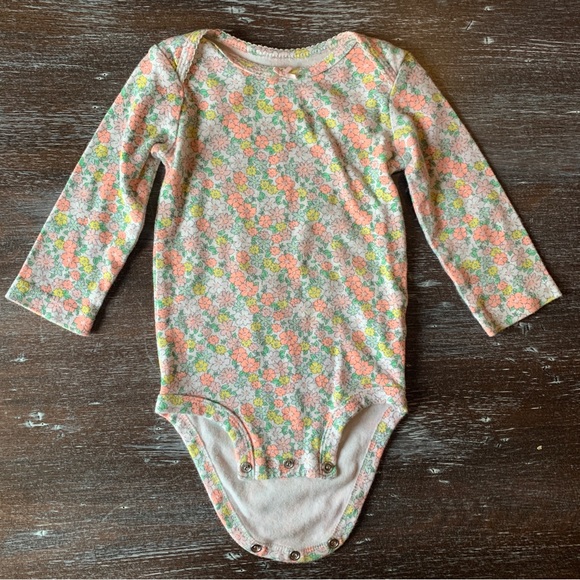 3/$12 Colorful Floral Long Sleeve Onesie - Picture 1 of 5